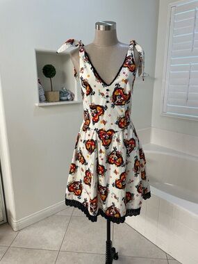 Day of the dead Tie-Shoulder Sleeveless Dress